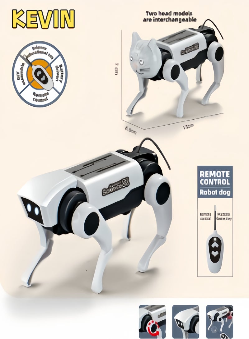 كيفن لعبة الكلب الميكانيكي والقطط للأطفال مع جهاز التحكم عن بعد ومجموعة تجميع DIY تمشي الكلب الميكانيكي - Image 1