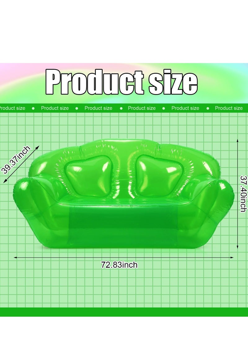 Generic - Transparent Clear Inflatable Sofa Seat Double Person Blow up Chair Portable Inflatable Couch Air Couch for Swimming Pool Camping Outdoor Beach Room 100% Waterproof and Holds 550lbs Green - Image 1