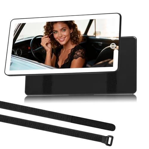 Zensutiao Car Vanity Mirror with Lights 10Inch Big Surface QuickRelease QuickInstall Design Easy for Women to Set Up Suitable for Car Truck and SUV Black - Image 1