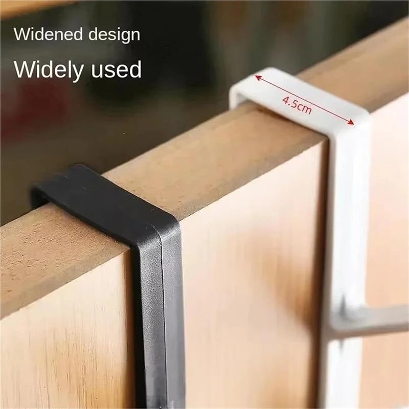 4 قطع من رف تعليق المعاطف الأبيض فوق الباب مقاس 27 × 4.5 سم للتخزين في خزانة الملابس - Image 5