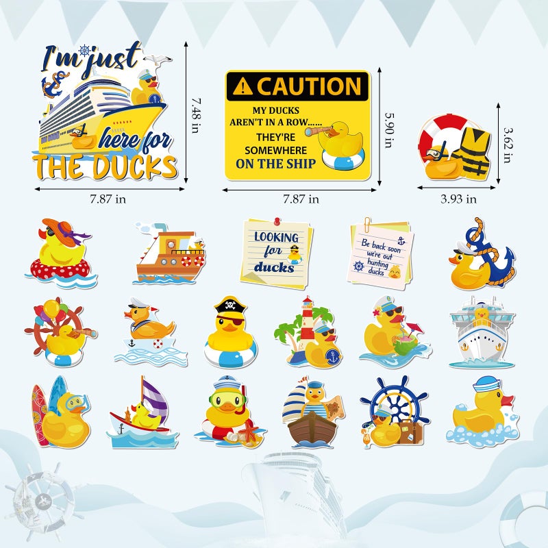 Dazoratix Duck Cruise Door Magnets - 20 Pcs Large Ship Cabin Decorations Magnetic Yellow Stickers Cute Animal Magnet Stateroom Accessories for Party Summer Carnival Decor Refrigerator Locker Decals - Image 2