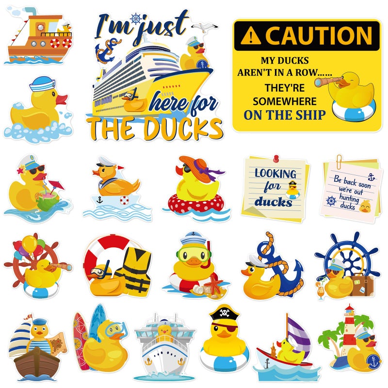 Dazoratix Duck Cruise Door Magnets - 20 Pcs Large Ship Cabin Decorations Magnetic Yellow Stickers Cute Animal Magnet Stateroom Accessories for Party Summer Carnival Decor Refrigerator Locker Decals - Image 1