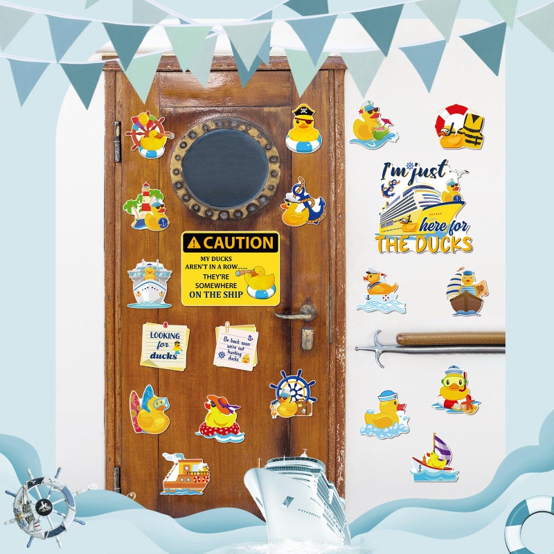 Dazoratix Duck Cruise Door Magnets - 20 Pcs Large Ship Cabin Decorations Magnetic Yellow Stickers Cute Animal Magnet Stateroom Accessories for Party Summer Carnival Decor Refrigerator Locker Decals - Image 4