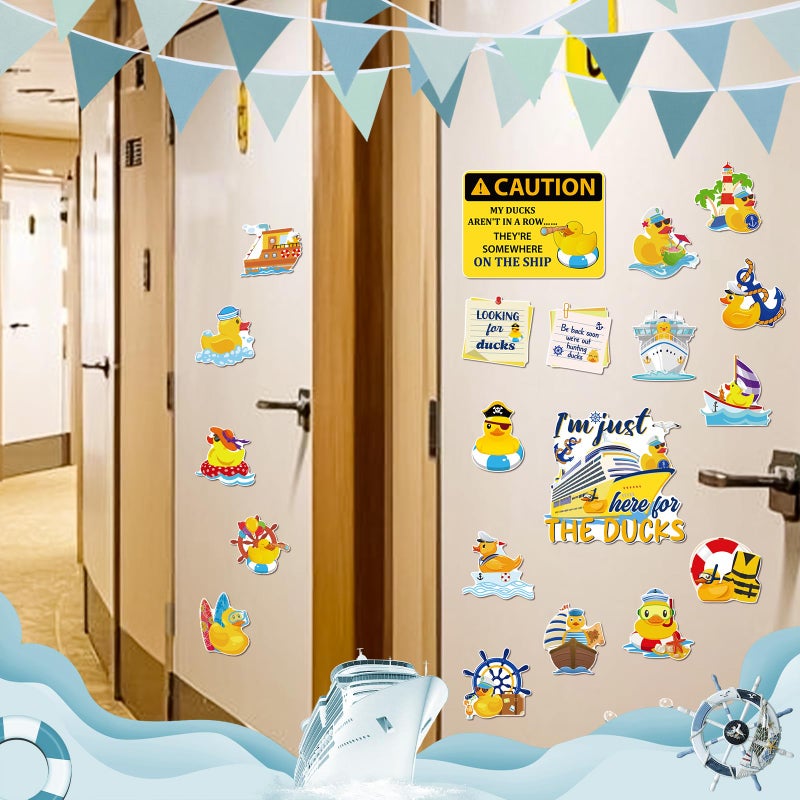 Dazoratix Duck Cruise Door Magnets - 20 Pcs Large Ship Cabin Decorations Magnetic Yellow Stickers Cute Animal Magnet Stateroom Accessories for Party Summer Carnival Decor Refrigerator Locker Decals - Image 5