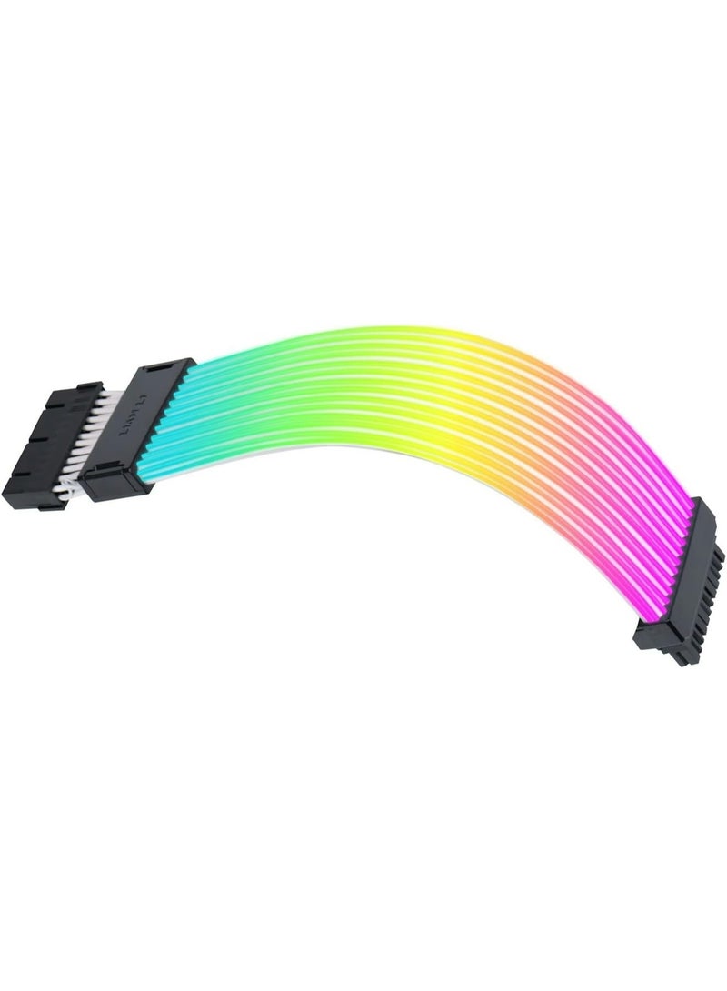 ليان لي كابل تمديد لاسلكي للوحة الأم ARGB من سترايمر، ٢٤ سنًا، بطول ٢٦٠ مم، ١٣٢ مصباح LED RGB قابل للعنونة، ١٢ دليل إضاءة، وحدة تحكم لاسلكية متضمنة، متوافق مع L-Connect ٣، مصنوع من السيليكون/TPE، مزامنة ARGB ٥ فولت | PW24-1W-T - Image 1