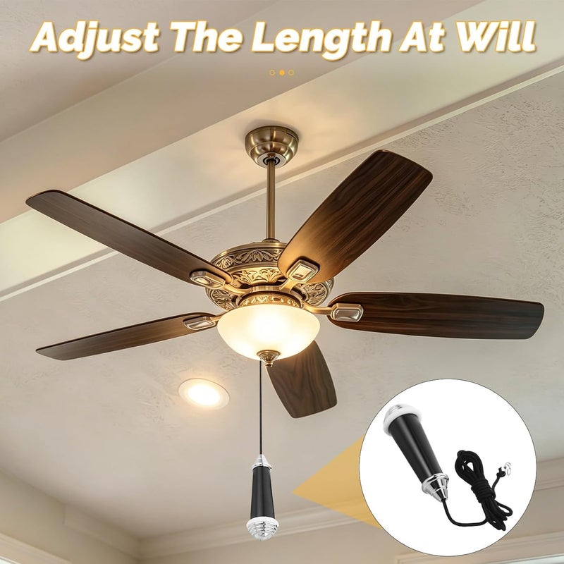 Ceiling Fan Extension Cord with Drop: 4.9Ft Basement Lights Pull String - Pull String Light Fixture Replacement Ropes for Homes, Offices, Hotels - Image 3