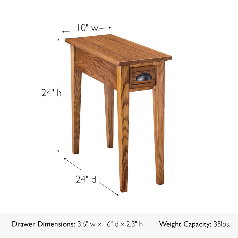 Leick Home One Drawer Bin Pull Narrow Side Table, Solid Wood, Candleglow Brown, Perfect for Living Rooms, Bedrooms, and Small Spaces â€“ Leick Home, 9010 - Image 2