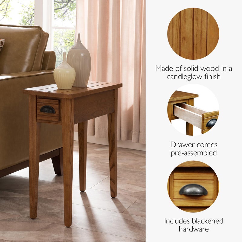 Leick Home One Drawer Bin Pull Narrow Side Table, Solid Wood, Candleglow Brown, Perfect for Living Rooms, Bedrooms, and Small Spaces â€“ Leick Home, 9010 - Image 3