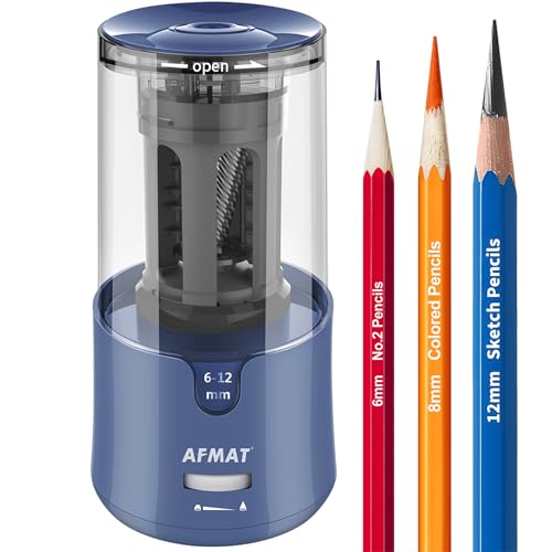 AFMAT Electric Long Point Pencil Sharpener for Artist, Auto Stop & Fast Sharpening, 8-17mm Super Long Point, Artist Pencil Sharpener Plug in for φ6-12mm Charcoal/Drawing/Sketching/Colored Pencils - Image 1