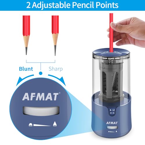 AFMAT Electric Long Point Pencil Sharpener for Artist, Auto Stop & Fast Sharpening, 8-17mm Super Long Point, Artist Pencil Sharpener Plug in for φ6-12mm Charcoal/Drawing/Sketching/Colored Pencils - Image 3