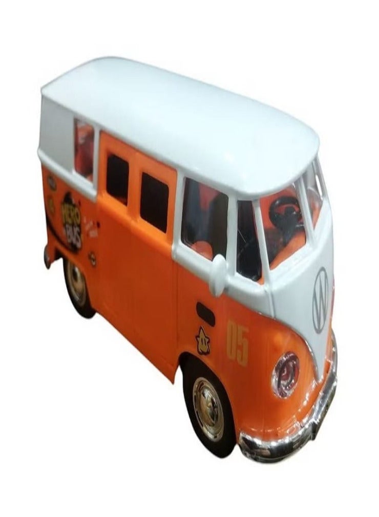 فولكس فاجن باص مصغر نموذج سيارة ميني باص معدن/بلاستيك، أبواب تفتح (برتقالي) - Image 3