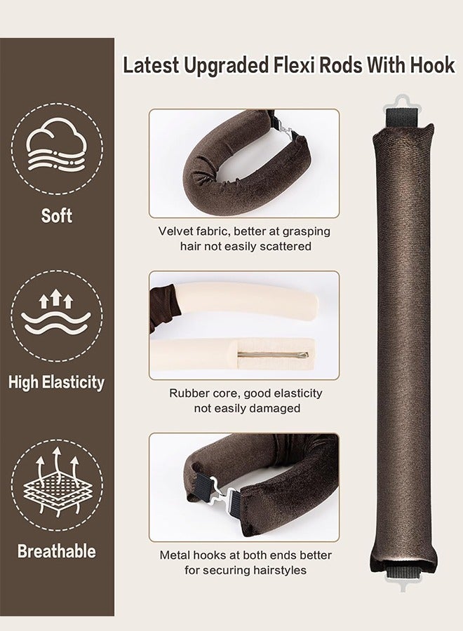 GIFT Velvet Overnight Curls Heatless Hair Curler No Heat Satin Heatless Curling Rods Foam Sponge Hair Rollers for Short Long Hair to Sleep in Care Styling Tools - Black - Image 5