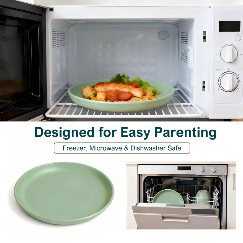 Qyeejong Classic Toddler Plates with Suction 2 Pcs, BPA Free Silicone Baby Suction Plates, Stick Dinner Dishes for Baby Toddler Kids, Dishwasher Safe, Stackable - Image 5