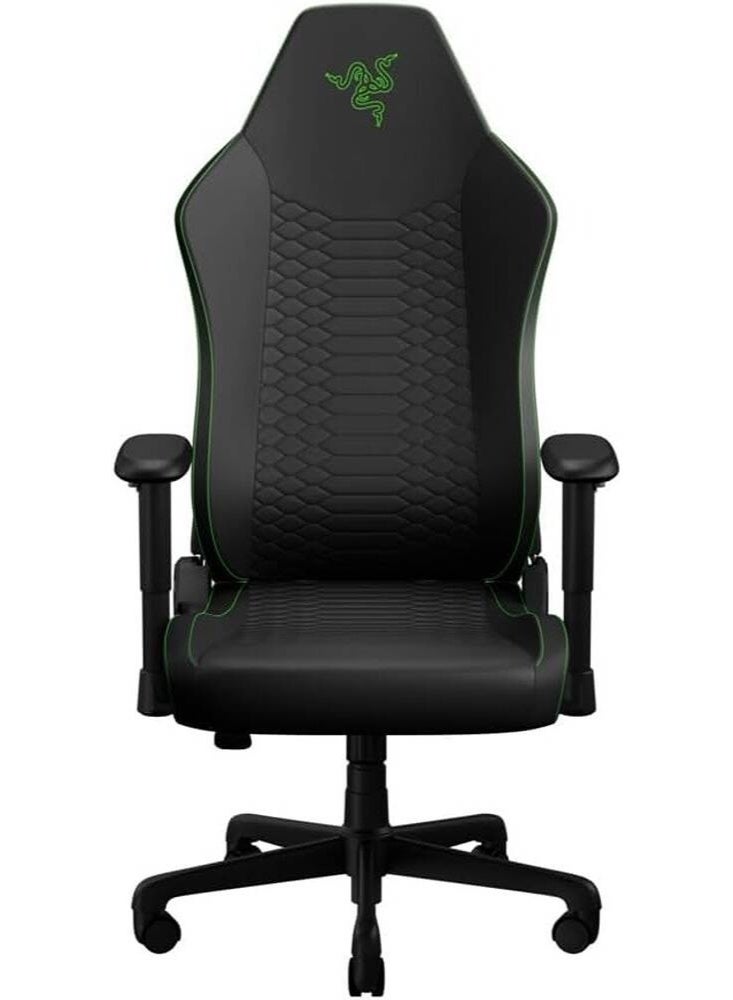 RAZER Iskur V2 X NewGen Gaming Chair, Built-in Lumbar Support, High-Density Foam Cushion, Breathable Fabric Upholstery, 152° Recline, 2D Adjustable Armrests, Steel Frame, Class-4 Gas Lift, Wide Seat Base, Ergonomic Design, Black & Green | RZ38-05310700-R3G1 - Image 1
