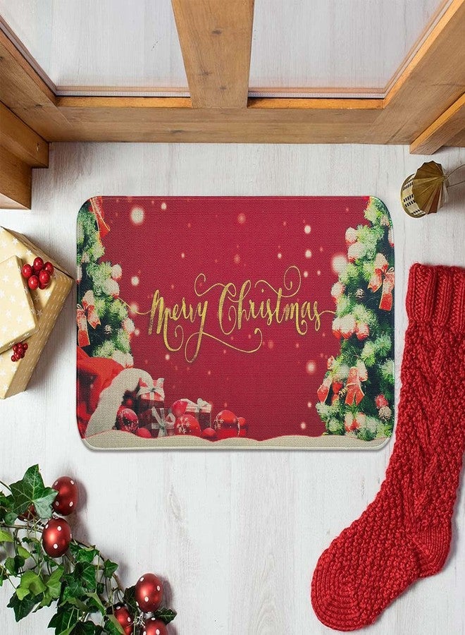 kukli kitchen Merry Christmas Trees Christmas Decorative Doormat (30"x17",Red), Xmas Doormat Floor Mat Front Door Rug for Indoor Outdoor - Image 1