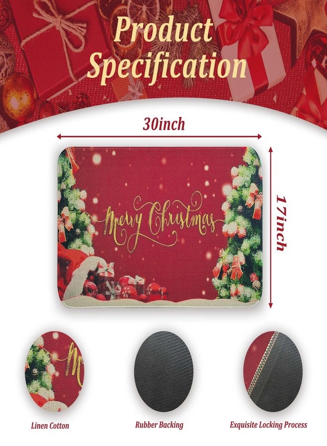 kukli kitchen Merry Christmas Trees Christmas Decorative Doormat (30"x17",Red), Xmas Doormat Floor Mat Front Door Rug for Indoor Outdoor - Image 2
