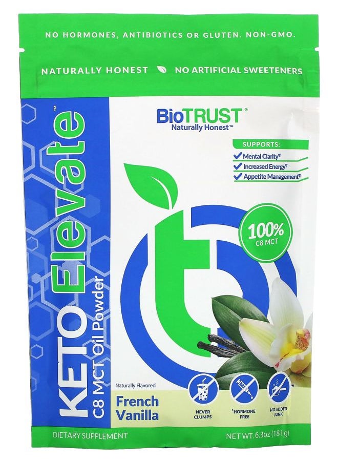 BioTrust Keto Elevate C8 MCT Oil Powder French Vanilla 6.3 oz (181 g) 