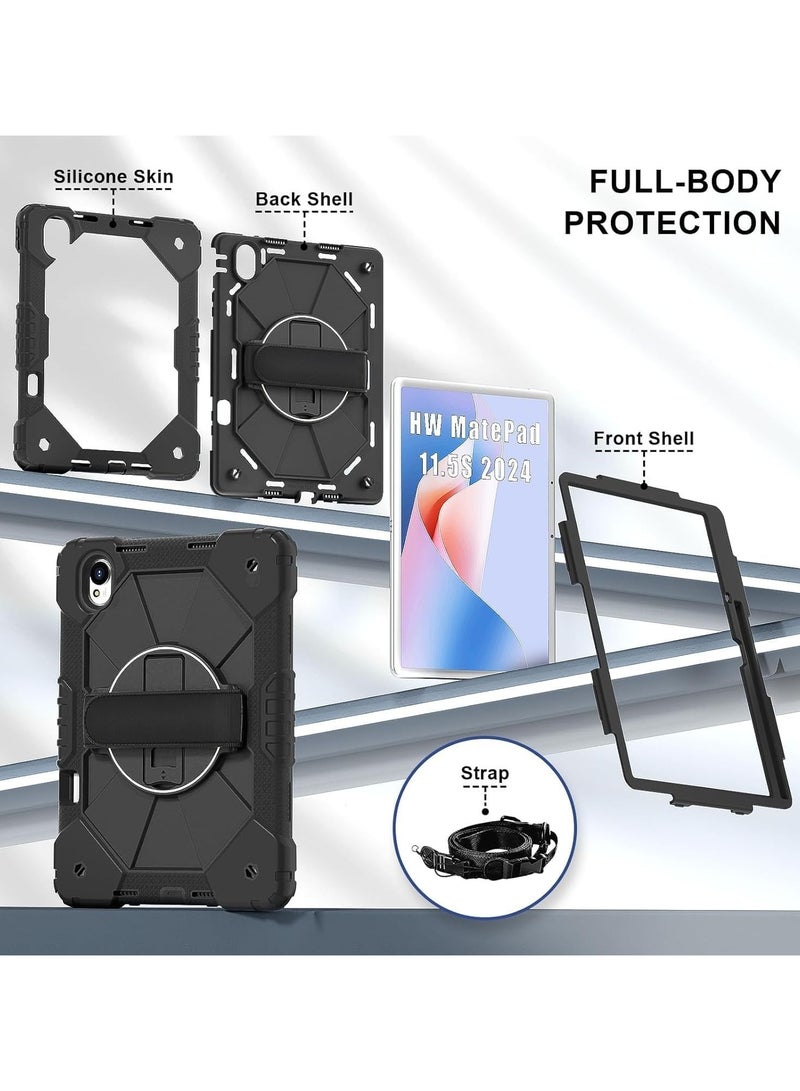 general Shockproof Case Compatible with Huawei MatePad 11.5 S 2024 Case, Anti-Scratch Military Grade Tablet Cover with Kickstand & Shoulder/Hand Strap Protective Shockproof Case - Image 2
