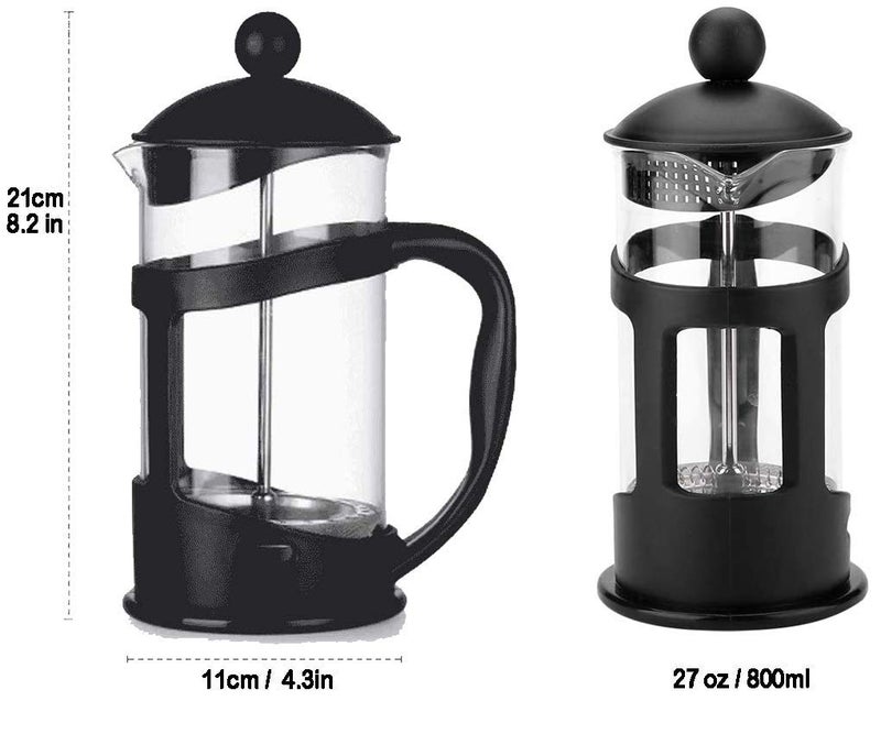 3D CREATIONS French Press Coffee And Tea maker Cold Brew Foam Maker 4 level filtration Heat Resistance Borosilicate Glass 800 ML. - Image 3