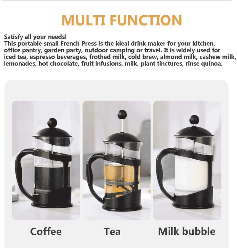 3D CREATIONS French Press Coffee And Tea maker Cold Brew Foam Maker 4 level filtration Heat Resistance Borosilicate Glass 800 ML. - Image 5