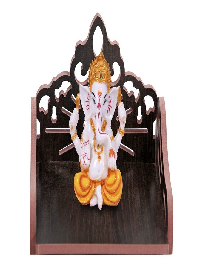 MS ENTERPRISE Wooden Singhasan Temple for God, Laddu Gopal Sinhasan for Pooja Mandir, Singhasan for Diwali, Durga Pooja, Navratri, Ganesh Chaturthi - Multicolor (5.5 * 6 * 8 Inch) (Black A) - Image 1