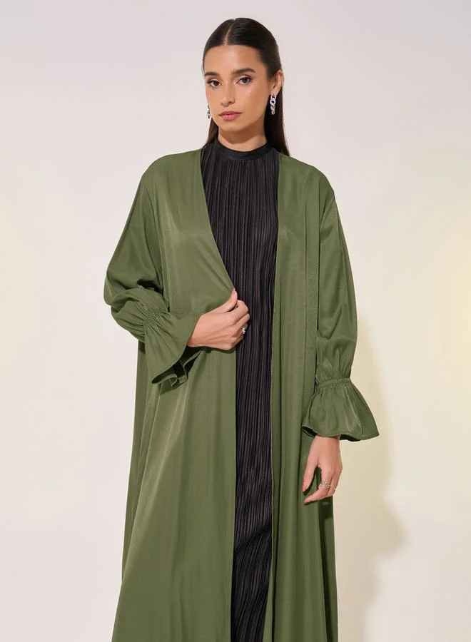 Take Two Flounce Sleeve Cuff Solid Kimono