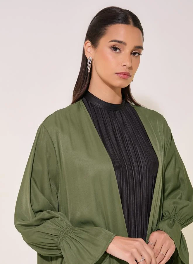 Take Two Flounce Sleeve Cuff Solid Kimono