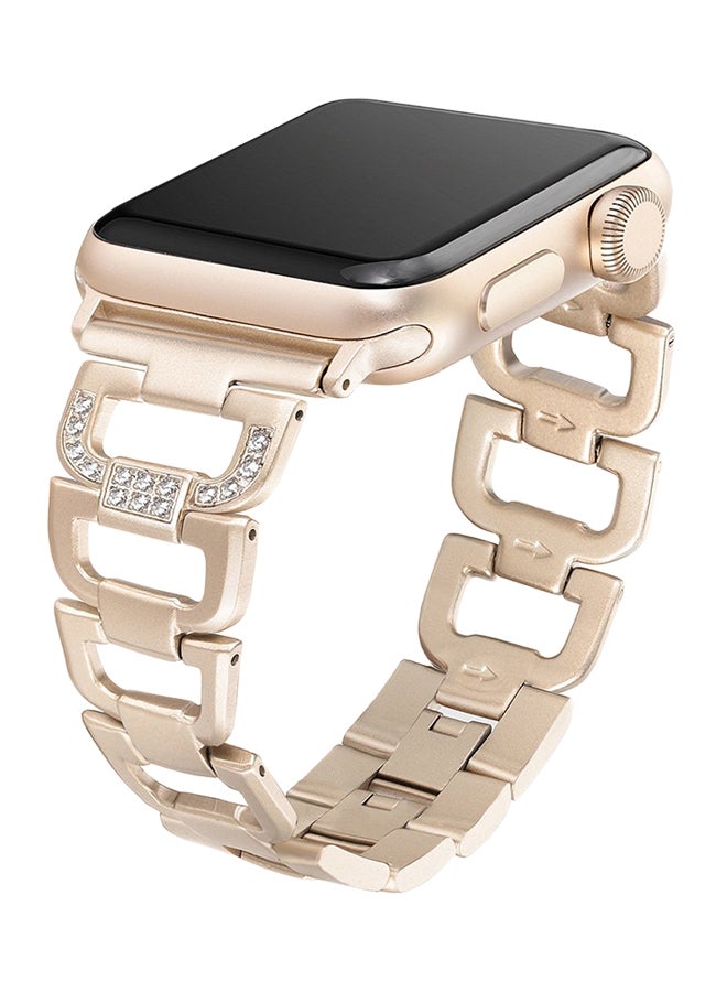 ISank Bling Replacement Sport Wristband For Apple Watch Series 3/2/1 Gold/Clear - Image 2