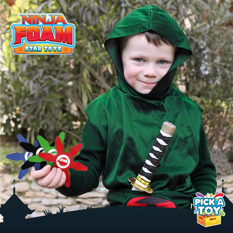 Pick A Toymini Foam Ninja Throwing Stars - Soft And Safe Toss Toys Party Favors For Birthday Party Costume Accessory Easter Egg Stuffers Cosplay  4 Inch (24 Pcs  Blue  Red  Black  Green) - Image 4