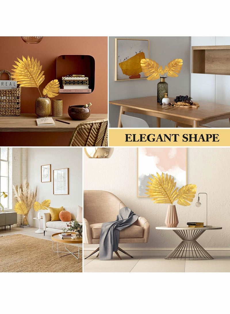 NIBEMINENT Artificial Plants Palm Leaves, Plastic Gold Tropical Party Decorations Wedding Simulated Golden Turtle Leaf (20pcs)  - Image 5