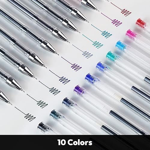 Dong-A Ultra Fine Point 0.3mm Ink pen Assorted 10 Colors Gel Pens Thin line and Smooth touches Gel Ink Rolling ball pens, Multicolor, 10 Count (Pack of 1) - Image 2
