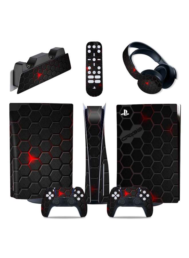 عام ملصق PS5 ملصق PS5 ملصق حماية لكامل الجسم ملصق ملون مقبض PS5 ملصق نجمة مموهة من الخشب الحبوب اللون: إصدار محرك الأقراص الضوئية - Image 2