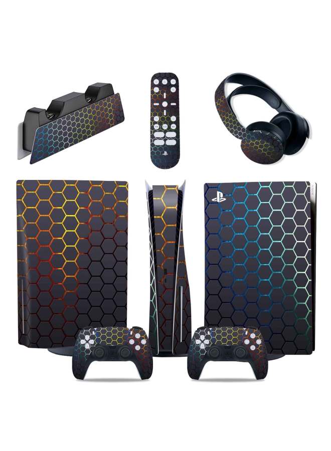 عام ملصق PS5 ملصق PS5 ملصق حماية لكامل الجسم ملصق ملون مقبض PS5 ملصق نجمة مموهة من الخشب الحبوب اللون: إصدار محرك الأقراص الضوئية - Image 4