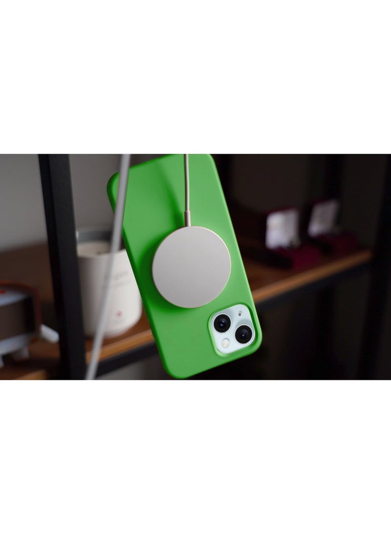 Wtech Soft Liquid Silicone Case Cover With MagSafe For Apple iPhone 15 Plus 2023 Neon Green - Image 5