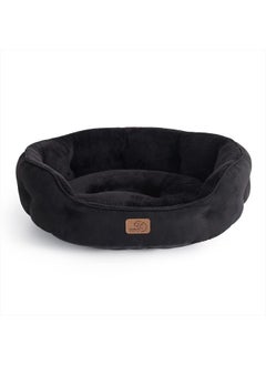 Bedsure Dog Beds for Small Dogs - Round Cat Beds for Indoor Cats, Washable Pet Bed for Puppy and Kitten with Slip-Resistant Bottom, 20 Inches, Black  - Image 1