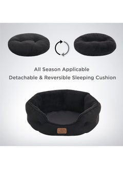 Bedsure Dog Beds for Small Dogs - Round Cat Beds for Indoor Cats, Washable Pet Bed for Puppy and Kitten with Slip-Resistant Bottom, 20 Inches, Black  - Image 4