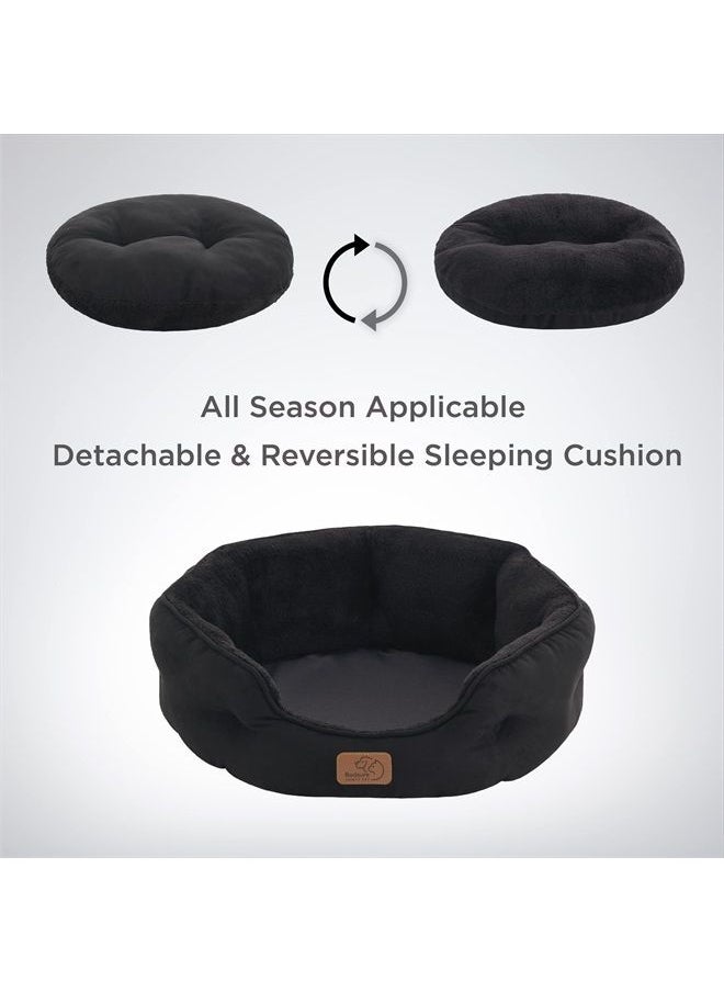 Bedsure Dog Beds for Small Dogs - Round Cat Beds for Indoor Cats, Washable Pet Bed for Puppy and Kitten with Slip-Resistant Bottom, 20 Inches, Black  - Image 4