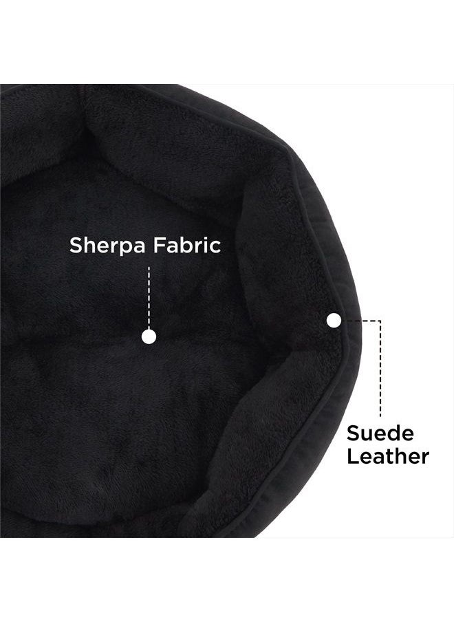 Bedsure Dog Beds for Small Dogs - Round Cat Beds for Indoor Cats, Washable Pet Bed for Puppy and Kitten with Slip-Resistant Bottom, 20 Inches, Black  - Image 3