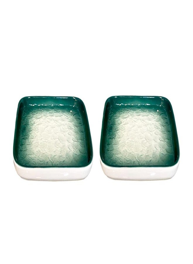 Lemon Tree Ceramic Plates for Dinner Serving Set for Kitchen (Set of 2,Color:-Green) - Image 1