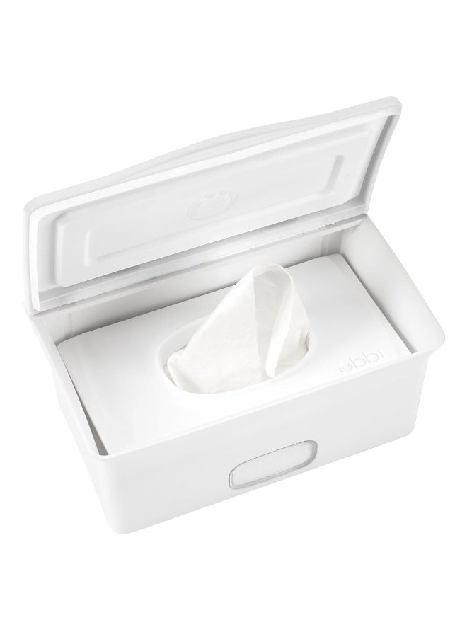 Ubbi Baby Wipes Dispenser, Baby Wipes Case, Baby Wipes Holder with Weighted Plate, Keeps Wipes Fresh, Non-Slip Rubber Feet, White - Image 1