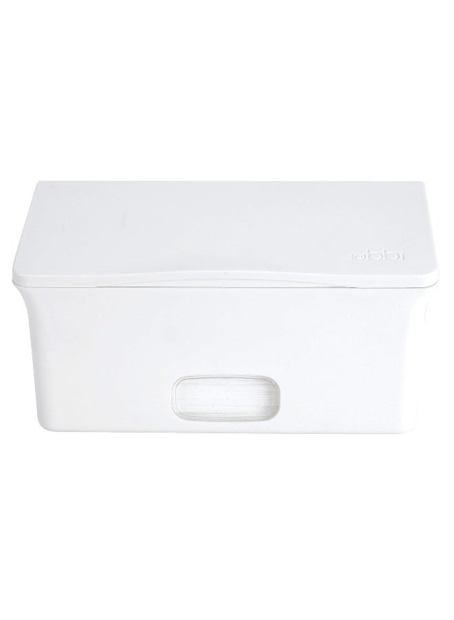 Ubbi Baby Wipes Dispenser, Baby Wipes Case, Baby Wipes Holder with Weighted Plate, Keeps Wipes Fresh, Non-Slip Rubber Feet, White - Image 2
