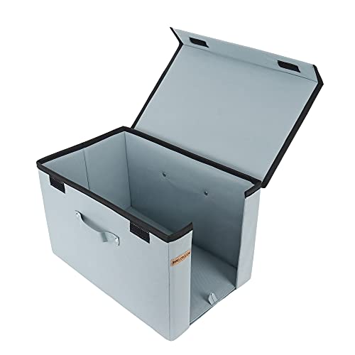 SHREY CREATION Foldable Stackable Shirt Stacker Organizer for Wardrobe | Non-Woven Cloth Storage Box with Lid & Handle for Shirts, T-Shirts & Clothes | Grey | Pack of 3 | 40x25x25 cm - Image 4