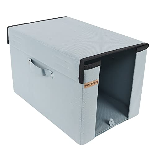 SHREY CREATION Foldable Stackable Shirt Stacker Organizer for Wardrobe | Non-Woven Cloth Storage Box with Lid & Handle for Shirts, T-Shirts & Clothes | Grey | Pack of 3 | 40x25x25 cm - Image 3