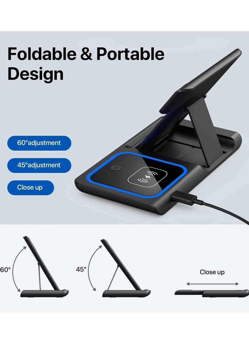 MIGOFAST Wireless Charger, 3 in 1 Wireless Charging Station, Fast Charger Stand for iPhone 14/13/12/11/Pro/Max/XS/XR/X/8/Plus, for Apple Watch 7/6/5/4/3/2/SE  for AirPods 3/2/Pro(Black - Image 5