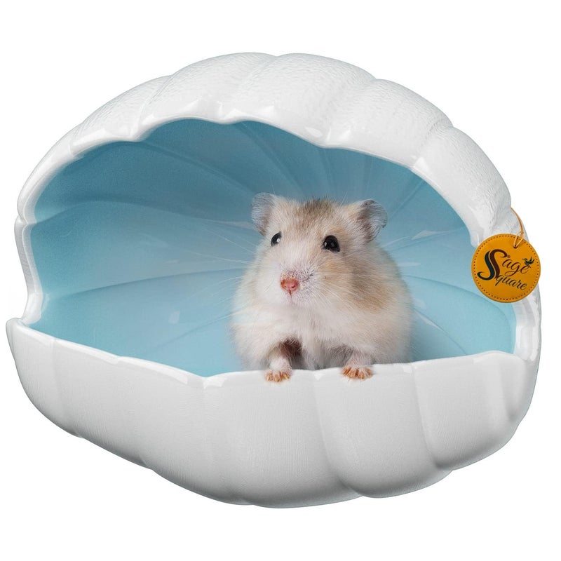 Sage Square Pearl Shaped Ceramic Hamster House – Cozy Hideaway for Small Pets | Summer Cooling Nest for Hamsters, Gerbil, Small Animals | Decorative, Non-Toxic, Durable Pet Hideout for Cage Enrichment - Image 1