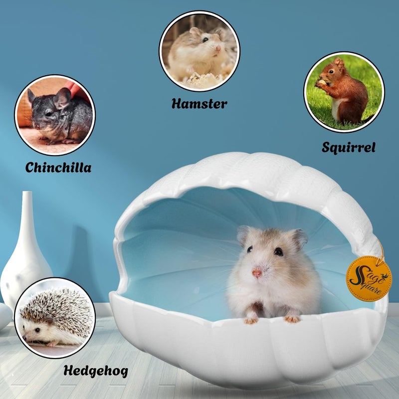 Sage Square Pearl Shaped Ceramic Hamster House – Cozy Hideaway for Small Pets | Summer Cooling Nest for Hamsters, Gerbil, Small Animals | Decorative, Non-Toxic, Durable Pet Hideout for Cage Enrichment - Image 4