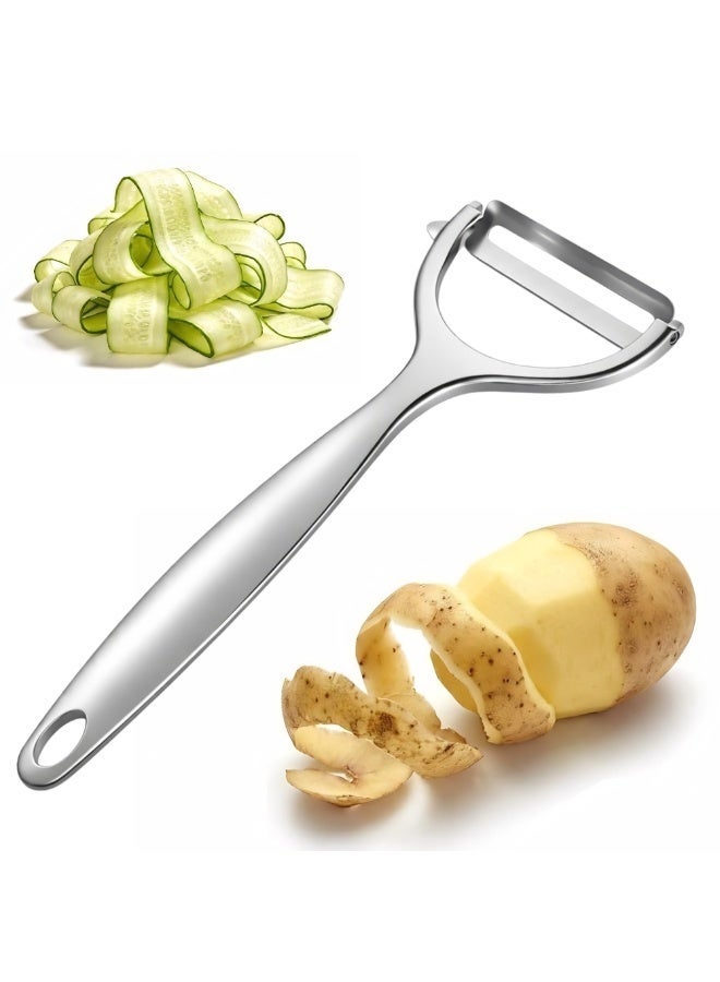 TOP CHOICE Fruit and Vegetable Peeler Ergonomic Y Shape Peeler Food Grade Peeler Potato Peeler with Eye Remover Sharp Dual Stainless Steel Blade with Rotary Joint Vegetable Rust Proof Kitchen Tool for Smooth Peeling Safe Non Slip Handle - Image 1
