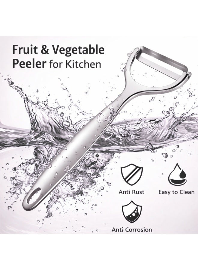 TOP CHOICE Fruit and Vegetable Peeler Ergonomic Y Shape Peeler Food Grade Peeler Potato Peeler with Eye Remover Sharp Dual Stainless Steel Blade with Rotary Joint Vegetable Rust Proof Kitchen Tool for Smooth Peeling Safe Non Slip Handle - Image 2