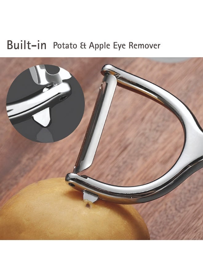 TOP CHOICE Fruit and Vegetable Peeler Ergonomic Y Shape Peeler Food Grade Peeler Potato Peeler with Eye Remover Sharp Dual Stainless Steel Blade with Rotary Joint Vegetable Rust Proof Kitchen Tool for Smooth Peeling Safe Non Slip Handle - Image 5
