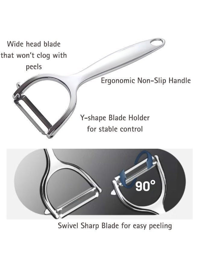 TOP CHOICE Fruit and Vegetable Peeler Ergonomic Y Shape Peeler Food Grade Peeler Potato Peeler with Eye Remover Sharp Dual Stainless Steel Blade with Rotary Joint Vegetable Rust Proof Kitchen Tool for Smooth Peeling Safe Non Slip Handle - Image 4